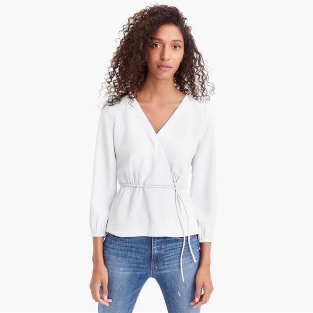 J. Crew Drapey Crepe Faux Wrap Blouse